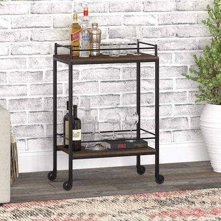 Henn & Hart Barnes Bar Cart, Alder Brown BC1335